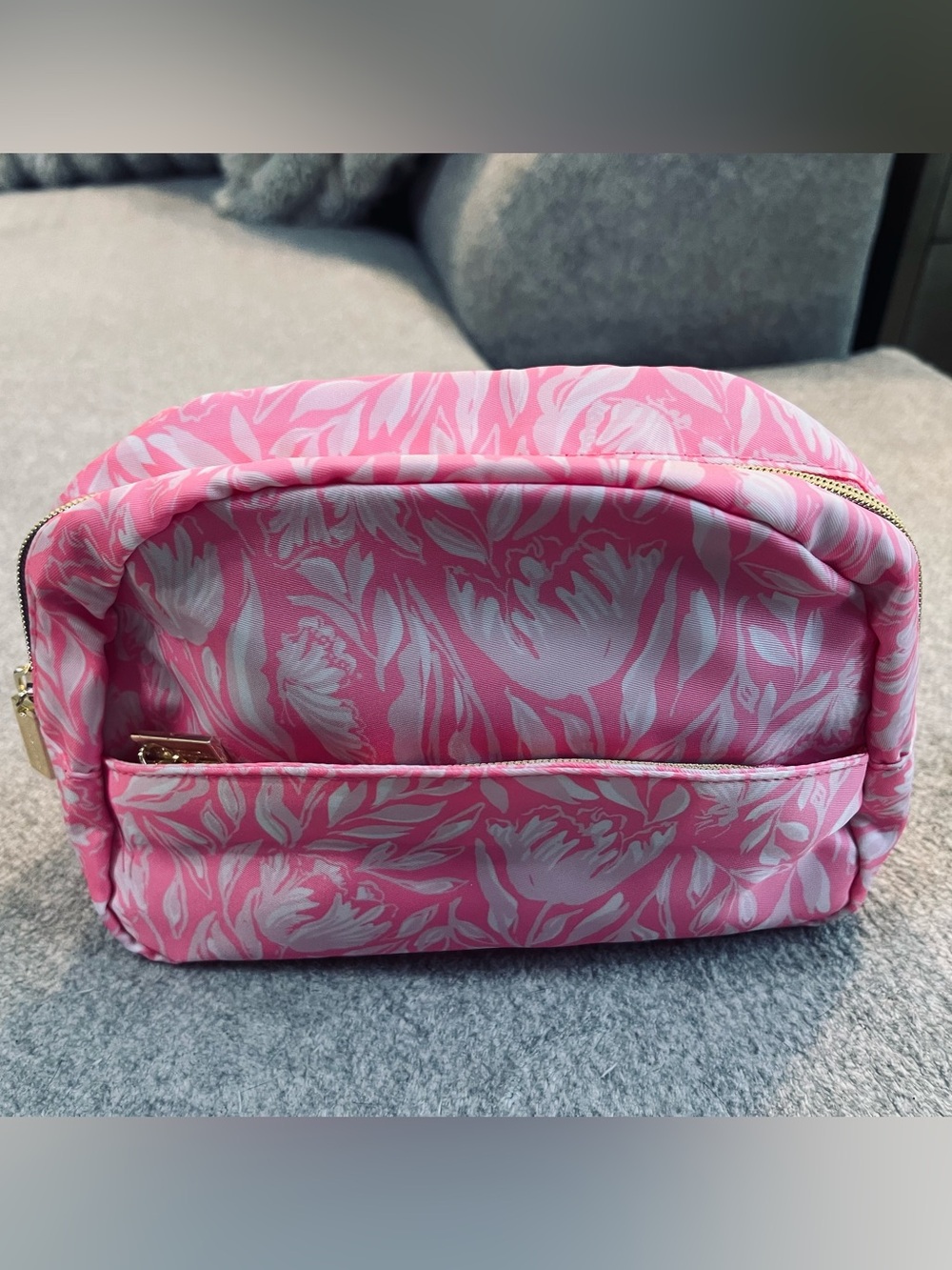 Lilly Pulitzer Pink and White Floral Cosmetic Bag
